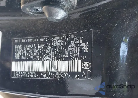 2013 Toyota Corolla S from USA, damaged, VIN 2T1BU4EEXDC980289